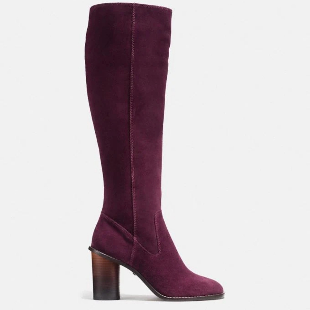 NIB Sold Out Coach Ombre Heel Suede Boot in Oxblood